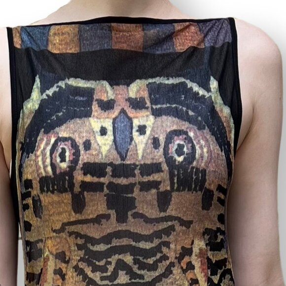 Vintage Vivienne Tam Tiger Print Sleeveless Maxi Sheath Dress Size 3(S/M) - Picture 3 of 7